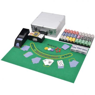 Emaga vidaxl zestaw do gry w pokera i blackjacka, 600 żetonów laserowych, aluminium
