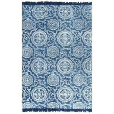 Emaga vidaxl dywan typu kilim, bawełna, 120 x 180 cm, niebieski ze wzorem