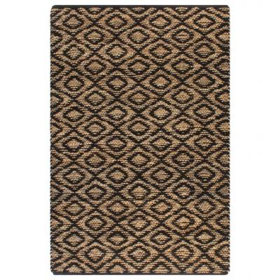 Emaga vidaxl ręcznie tkany dywan, juta, 120 x 180 cm, naturalny i czarny