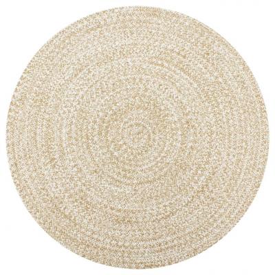 Emaga vidaxl ręcznie wykonany dywanik, juta, biały i naturalny, 90 cm