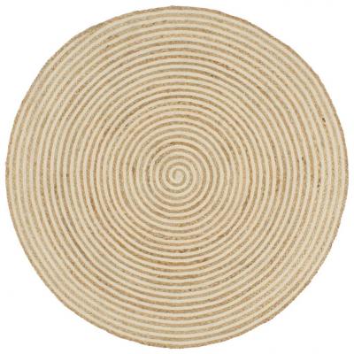Emaga vidaxl dywanik ręcznie wykonany z juty, spiralny wzór, biały, 120 cm
