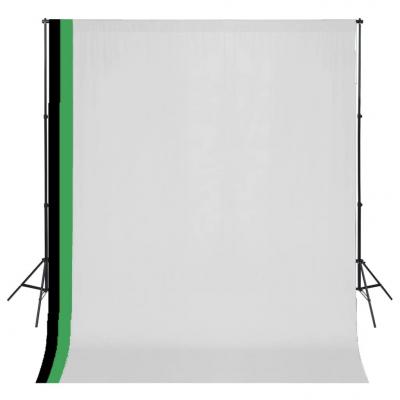 Emaga vidaxl zestaw fotograficzny z 3 tłami z bawełny i ramą, 3 x 3 m