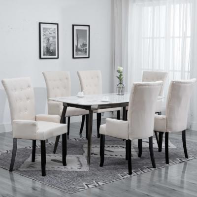 Emaga vidaxl krzesła stołowe z podłokietnikami, 6 szt., beżowe, tkanina