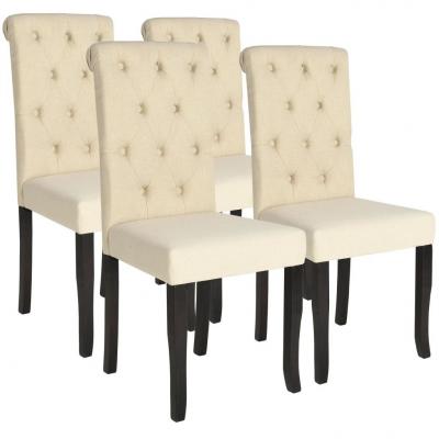 Emaga vidaxl krzesła stołowe, 4 szt., kremowe, tkanina