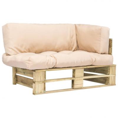 Emaga vidaxl sofa ogrodowa z palet z piaskowymi poduszkami, drewno
