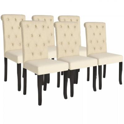 Emaga vidaxl krzesła stołowe, 6 szt., kremowe, tkanina