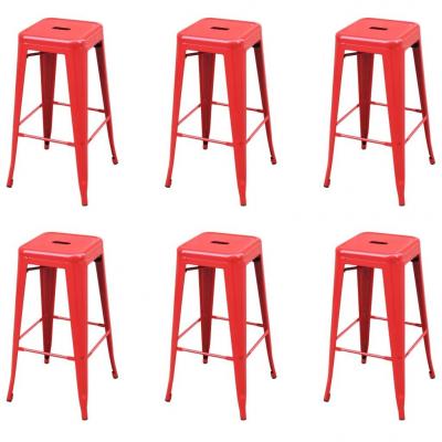 Emaga vidaxl stołki barowe, 6 szt., czerwone, stalowe