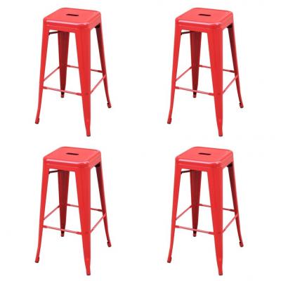 Emaga vidaxl stołki barowe, 4 szt., czerwone, stalowe