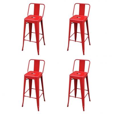 Emaga vidaxl stołki barowe, 4 szt., czerwone, stalowe