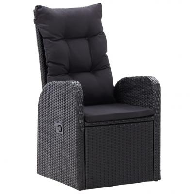 Emaga vidaxl rozkładane krzesła z poduszkami, 2 szt., polirattan, czarne