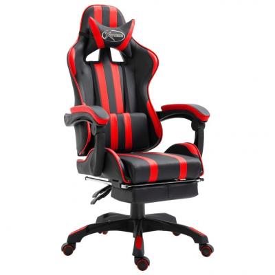 Emaga vidaxl fotel dla gracza z podnóżkiem, czerwony, sztuczna skóra