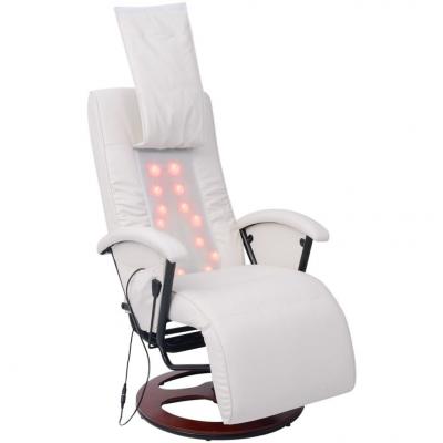 Emaga vidaxl fotel do masażu shiatsu, biały, sztuczna skóra