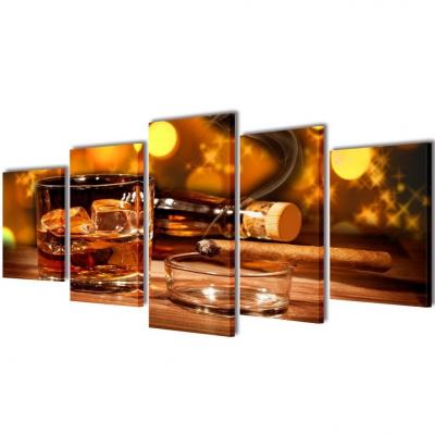 Emaga vidaxl zestaw drukowany na płótnie, whiskey i cygaro 200 x 100 cm
