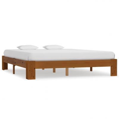 Emaga vidaxl rama łóżka, jasnobrązowa, lite drewno sosnowe, 160 x 200 cm