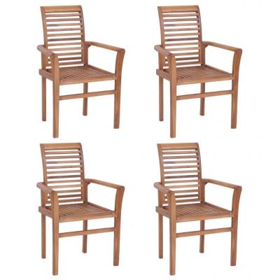 Emaga vidaxl sztaplowane krzesła do jadalni, 4 szt., lite drewno tekowe