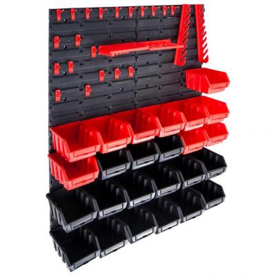 Emaga vidaxl 29-częściowy organizer na panelach ściennych, czerwono-czarny