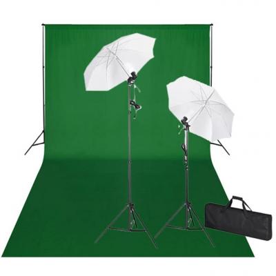 Emaga vidaxl zestaw do studia fotograficznego: zielone tło 6 x 3 m i światła