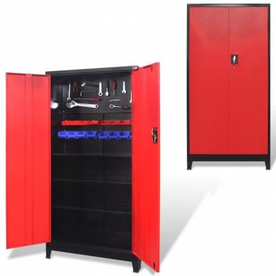 Emaga vidaxl szafa narzędziowa, 2 drzwi, stal, 90x40x180 cm, czarno-czerwona