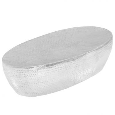 Emaga vidaxl stolik do kawy z młotkowanego aluminium, 100x50x28 cm, srebrny