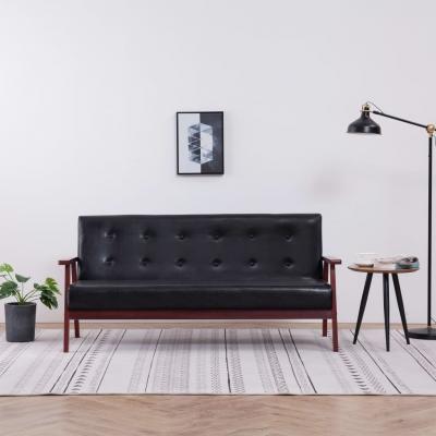 Emaga vidaxl 3-osobowa sofa, czarna, sztuczna skóra