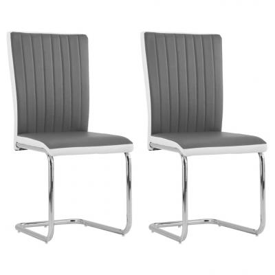 Emaga vidaxl krzesła stołowe, wspornikowe, 2 szt., szare, sztuczna skóra
