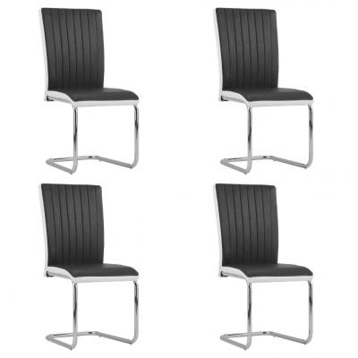 Emaga vidaxl krzesła stołowe, wspornikowe, 4 szt., czarne, sztuczna skóra