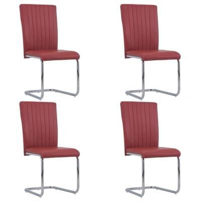 Emaga vidaxl krzesła stołowe, wspornikowe, 4 szt., bordowe, sztuczna skóra