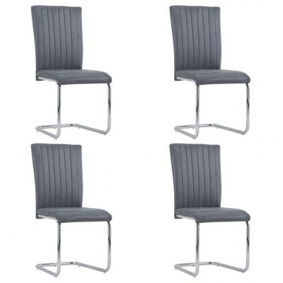Emaga vidaxl krzesła stołowe, wspornikowe, 4 szt., szare, sztuczny zamsz