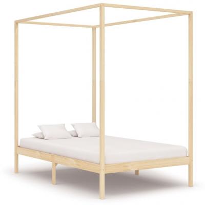 Emaga vidaxl rama łóżka z baldachimem, lite drewno sosnowe, 140 x 200 cm