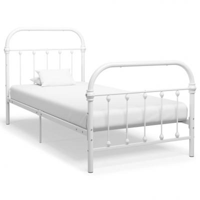 Emaga vidaxl rama łóżka, biała, metalowa, 90 x 200 cm