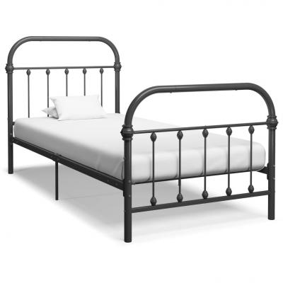 Emaga vidaxl rama łóżka, szara, metalowa, 90 x 200 cm