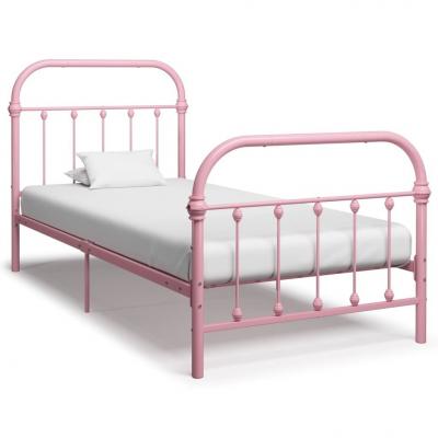 Emaga vidaxl rama łóżka, różowa, metalowa, 90 x 200 cm