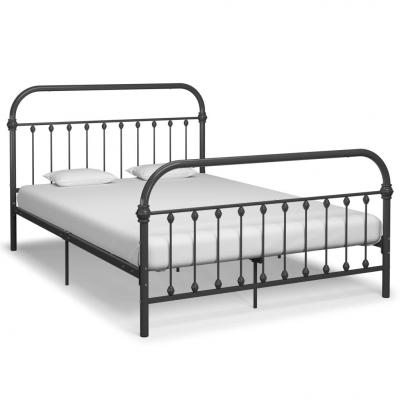 Emaga vidaxl rama łóżka, szara, metalowa, 160 x 200 cm