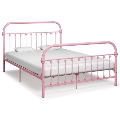 Emaga vidaxl rama łóżka, różowa, metalowa, 140 x 200 cm
