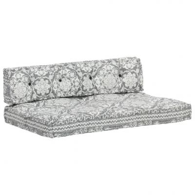 Emaga vidaxl sofa z poduszek na paletę, tkanina, jasnoszary patchwork
