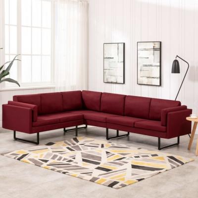 Emaga vidaxl sofa narożna, kolor czerwonego wina, tapicerowana tkaniną