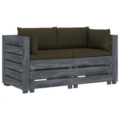 Emaga vidaxl ogrodowa sofa 2-osobowa z palet, z poduszkami taupe, drewniana