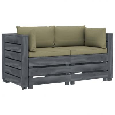 Emaga vidaxl ogrodowa sofa 2-osobowa z palet, z beżowymi poduszkami, drewno