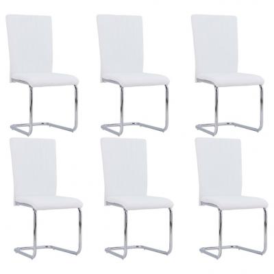 Emaga vidaxl krzesła stołowe, wspornikowe, 6 szt., białe, sztuczna skóra