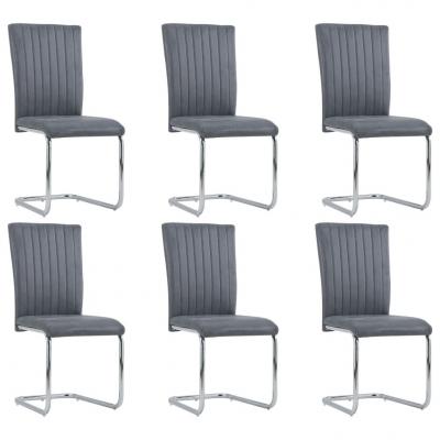Emaga vidaxl krzesła stołowe, wspornikowe, 6 szt., szare, sztuczny zamsz