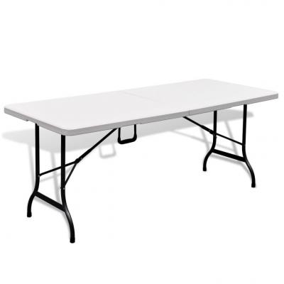 Emaga vidaxl składany stolik ogrodowy, biały, 180x75x74 cm, hdpe