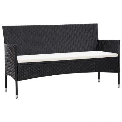 Emaga vidaxl 3-osobowa sofa ogrodowa z poduszkami, polirattan, czarna