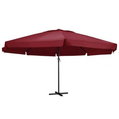 Emaga vidaxl parasol ogrodowy na słupku aluminiowym, 600 cm, bordowy