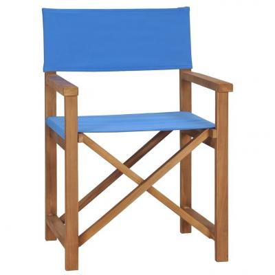 Emaga vidaxl krzesło reżyserskie, lite drewno tekowe, niebieskie