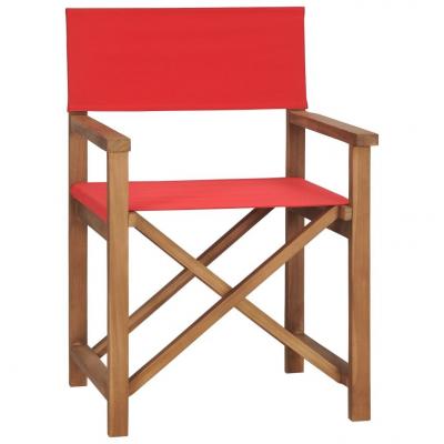 Emaga vidaxl krzesło reżyserskie, lite drewno tekowe, czerwone