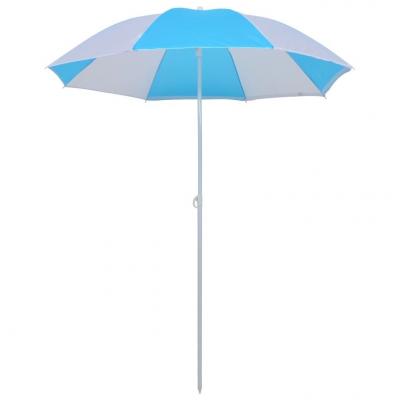 Emaga vidaxl parasol plażowy, niebiesko-biały, 180 cm, tkanina