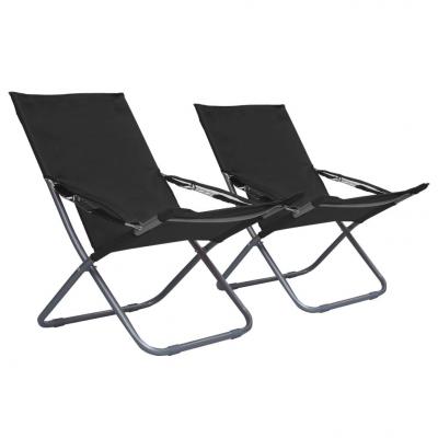Emaga vidaxl składane krzesła plażowe, 2 szt., tkanina, czarne