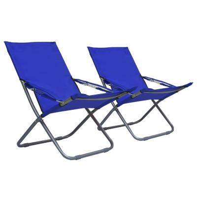 Emaga vidaxl składane krzesła plażowe, 2 szt., tkanina, niebieskie