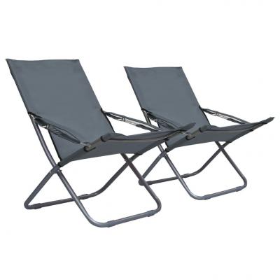 Emaga vidaxl składane krzesła plażowe, 2 szt., tkanina, szare