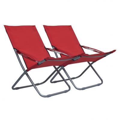 Emaga vidaxl składane krzesła plażowe, 2 szt., tkanina, czerwone
